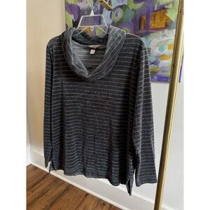 "White Stag" Charcoal Gray & Silver Metallic Cowl Neck Velour Sweater Large